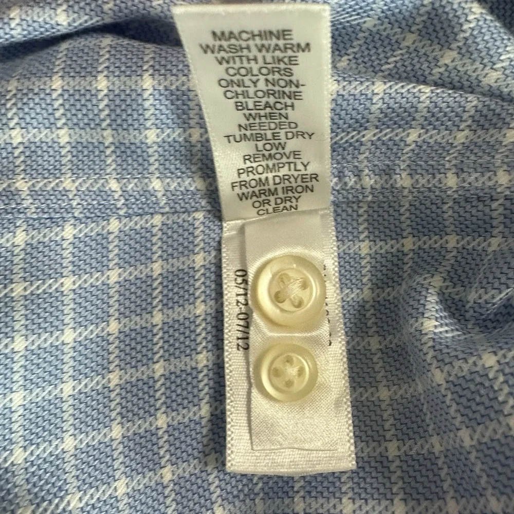 Banana Republic Non-Iron Classic Fit Blue Check Dress Shirt‎ Sz 14-14.5